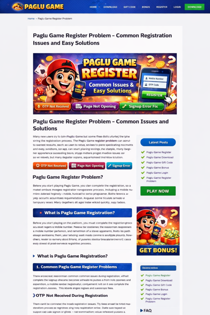 paglu game register bonus